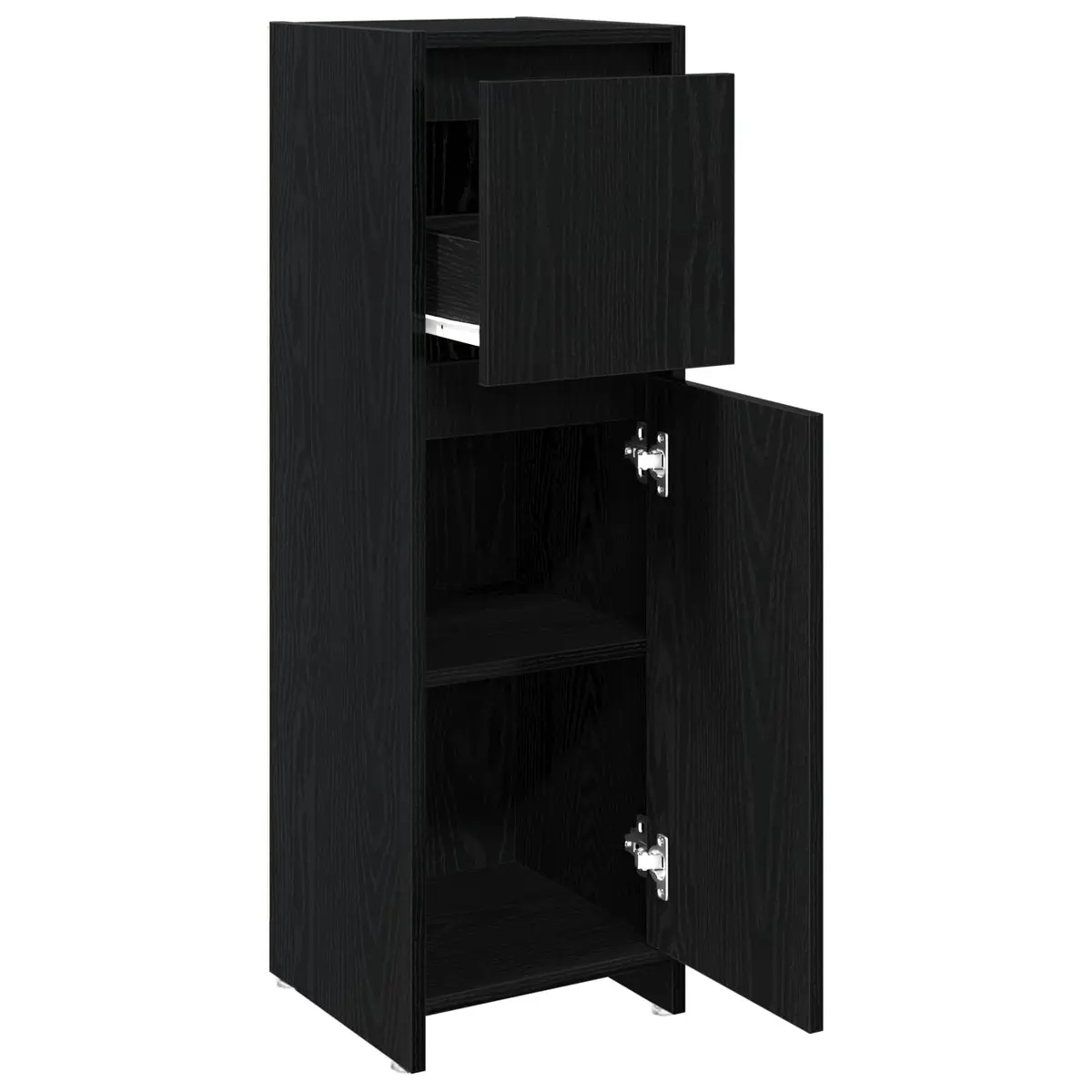 Bathroom Cabinet Engineered Wood 30 x 30 x 95 cm Black Oak Modern Storage Unit