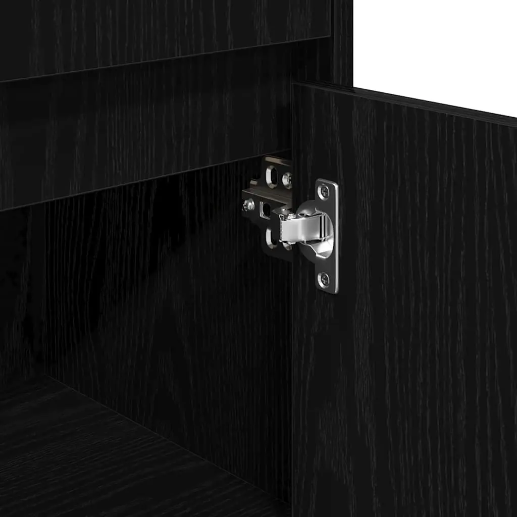 Bathroom Cabinet Engineered Wood 30 x 30 x 95 cm Black Oak Modern Storage Unit