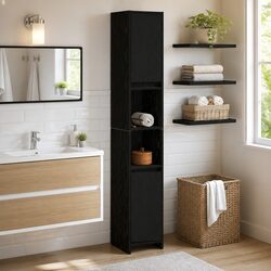 Practical Black Oak Bathroom Vanity Cabinet 30x30x183.5cm