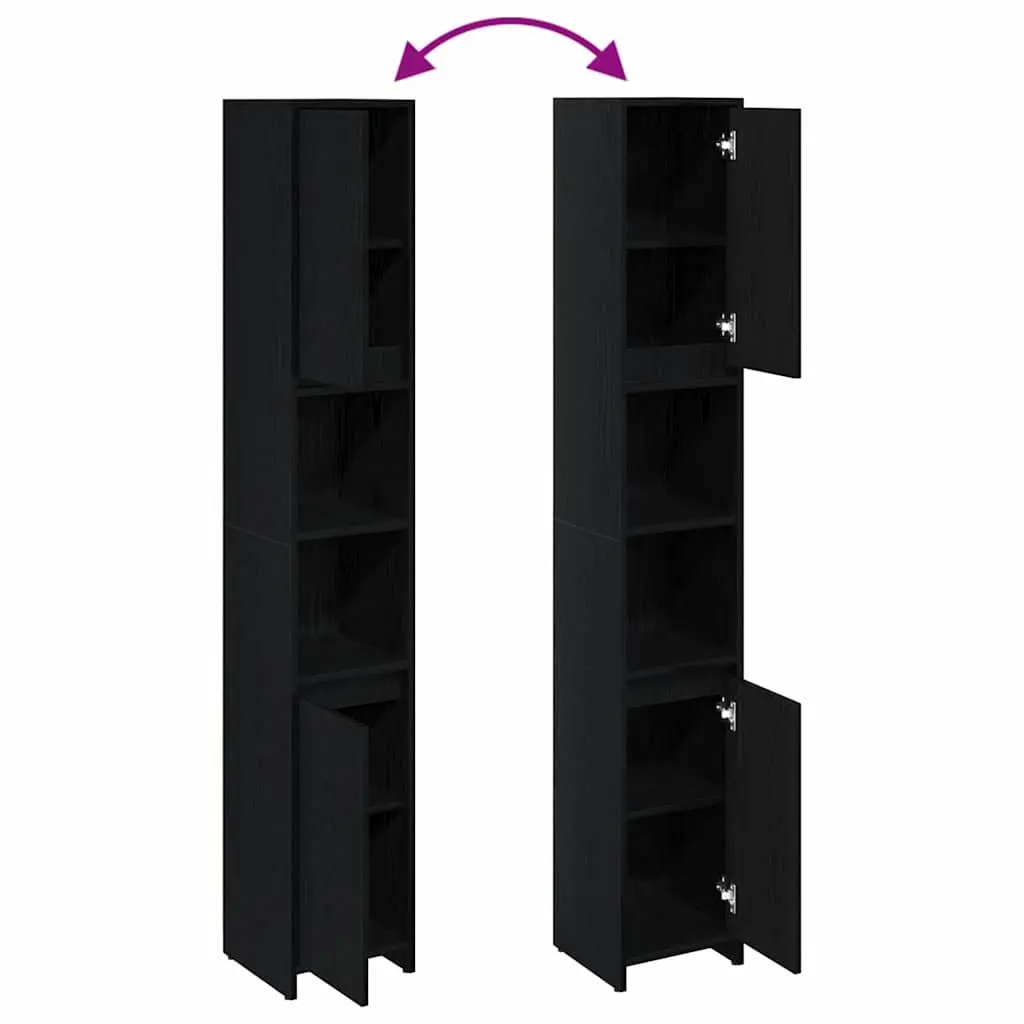 Black Oak Bathroom Vanity Cabinet 30x30x183.5cm