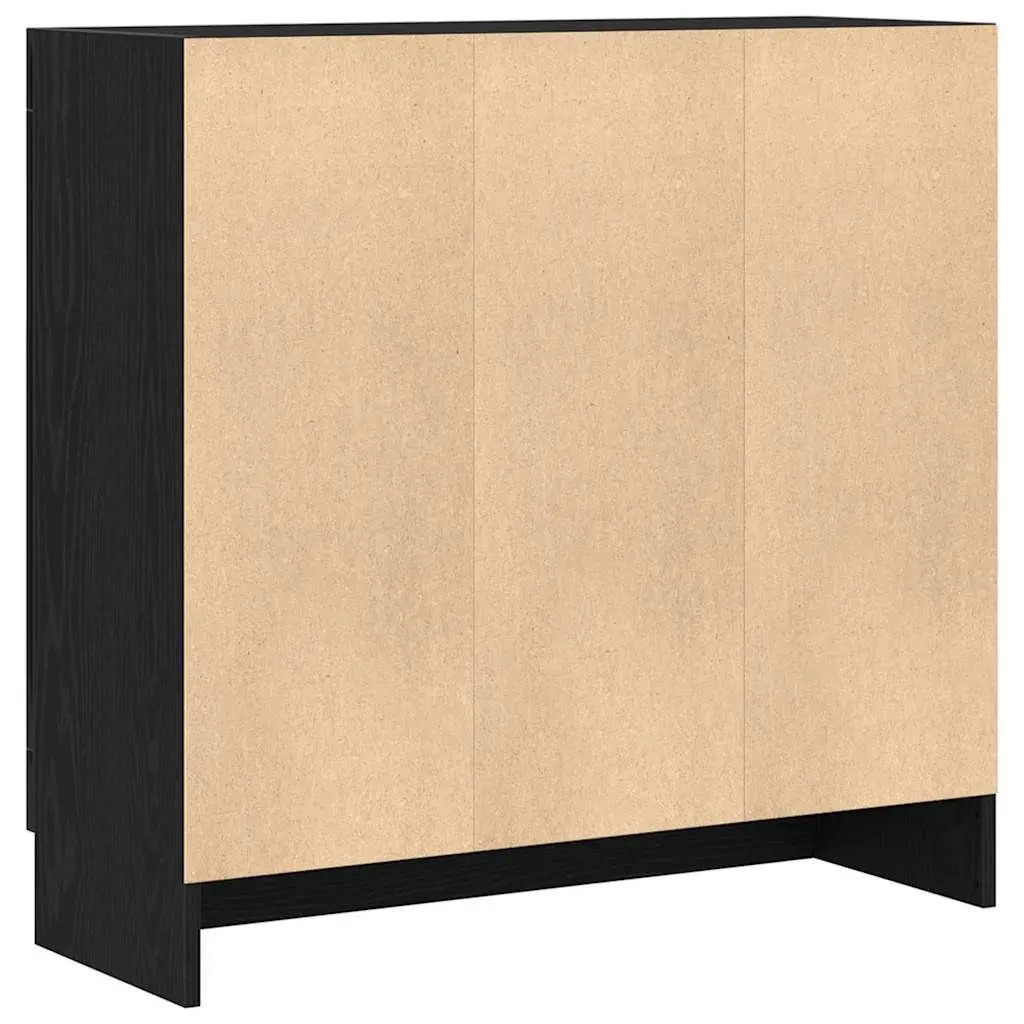 Book Cabinet Engineered Wood with Glass Doors 82.5 x 30.5 x 80 cm Black Oak