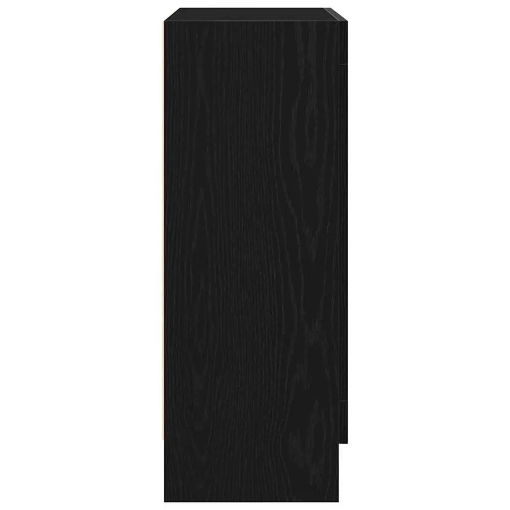 Book Cabinet Engineered Wood with Glass Doors 82.5 x 30.5 x 80 cm Black Oak