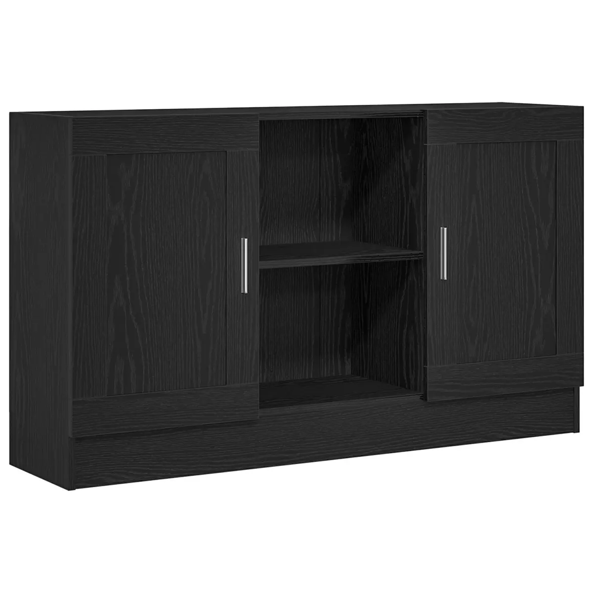 Sideboard Black Oak Storage Cabinet 120x30.5x70cm Engineered Wood Buffet