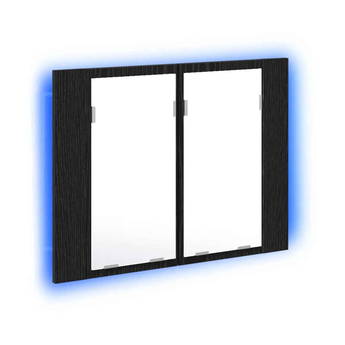 Bathroom Cabinet Wall-Mounted LED Lighting Storage Unit Engineered Wood Glass Black Oak 60 x 12 x 45 cm