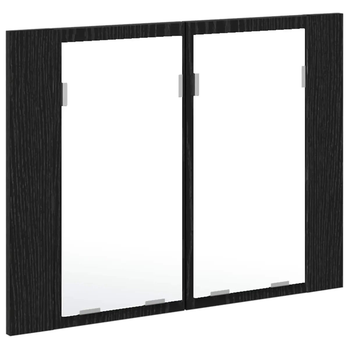 Bathroom Cabinet Wall-Mounted LED Lighting Storage Unit Engineered Wood Glass Black Oak 60 x 12 x 45 cm