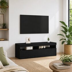 Versatile Black Oak TV Cabinet for Media Organization
