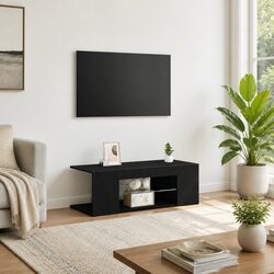 Compact Black Oak TV Cabinet for Efficient Media Storage