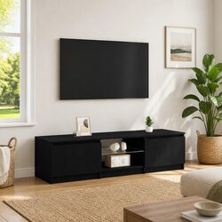 Functional Black Oak TV Cabinet for Home Entertainment