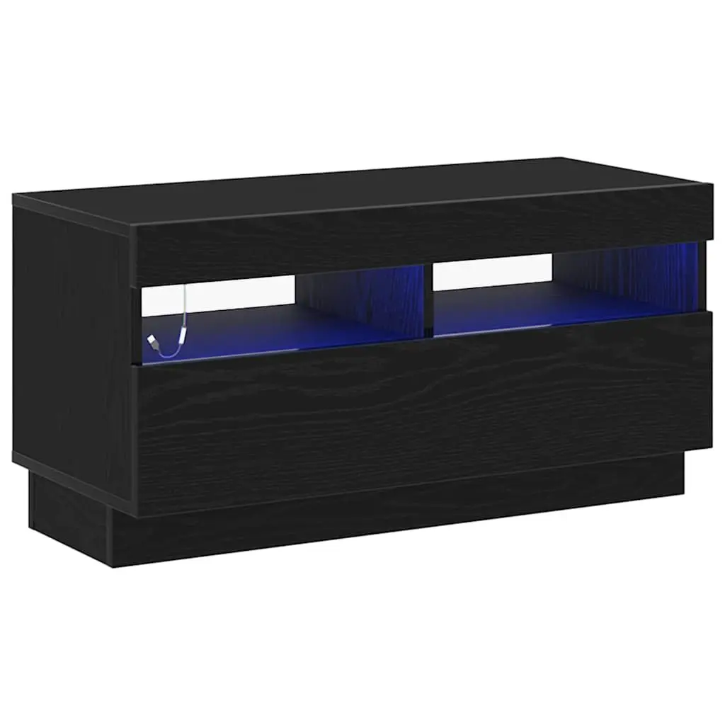 TV Cabinet Black Modern Entertainment Unit 80 x 35 x 40 cm Storage Shelves