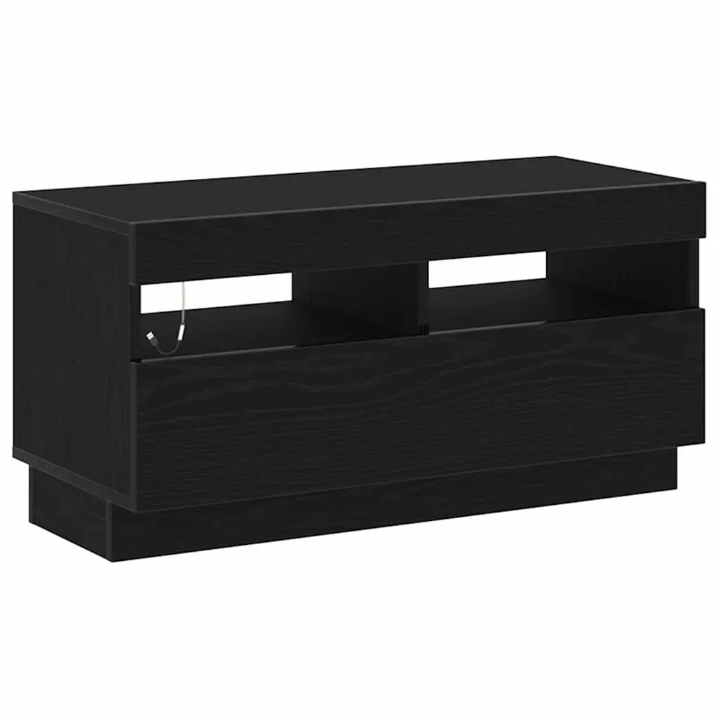 TV Cabinet Black Modern Entertainment Unit 80 x 35 x 40 cm Storage Shelves