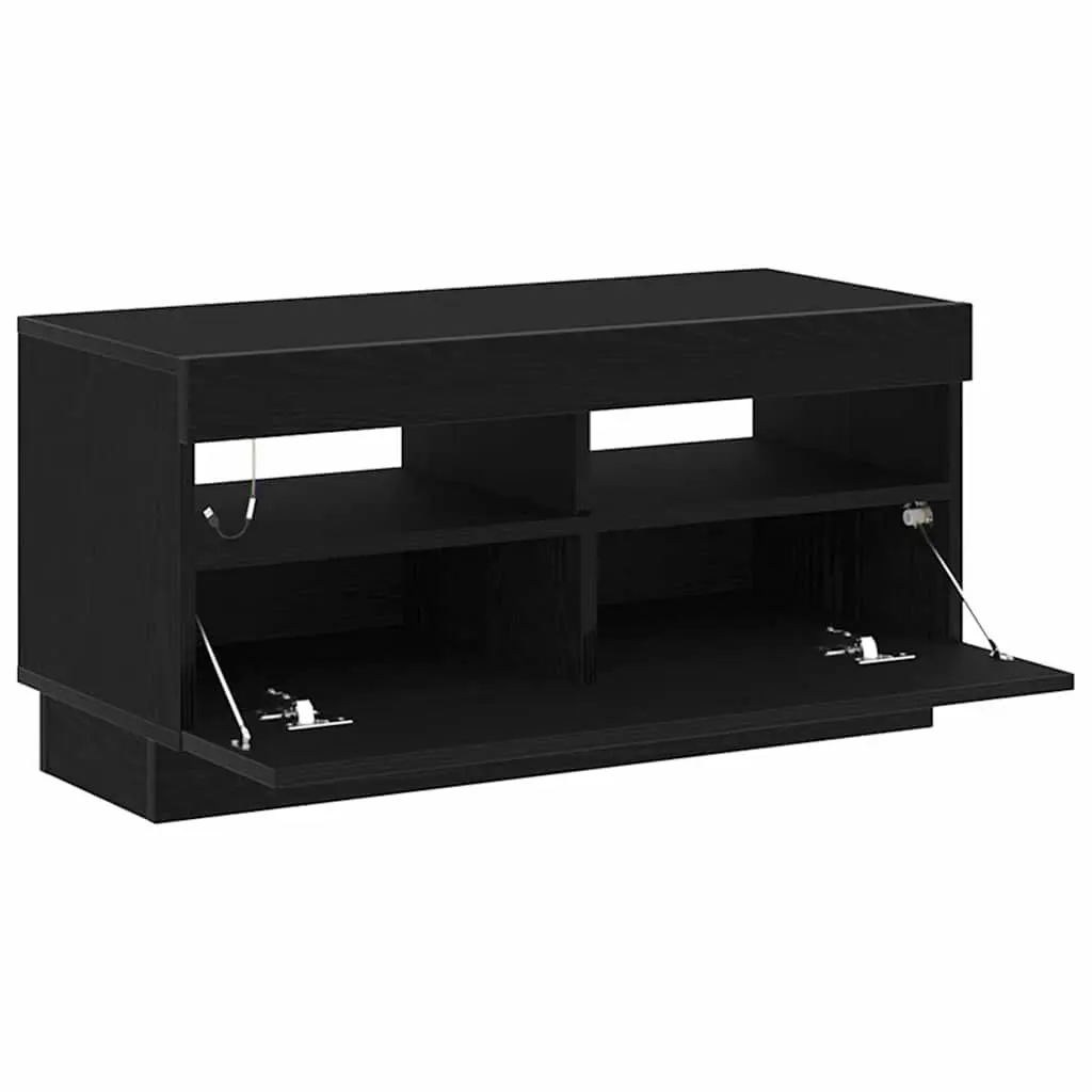 TV Cabinet Black Modern Entertainment Unit 80 x 35 x 40 cm Storage Shelves