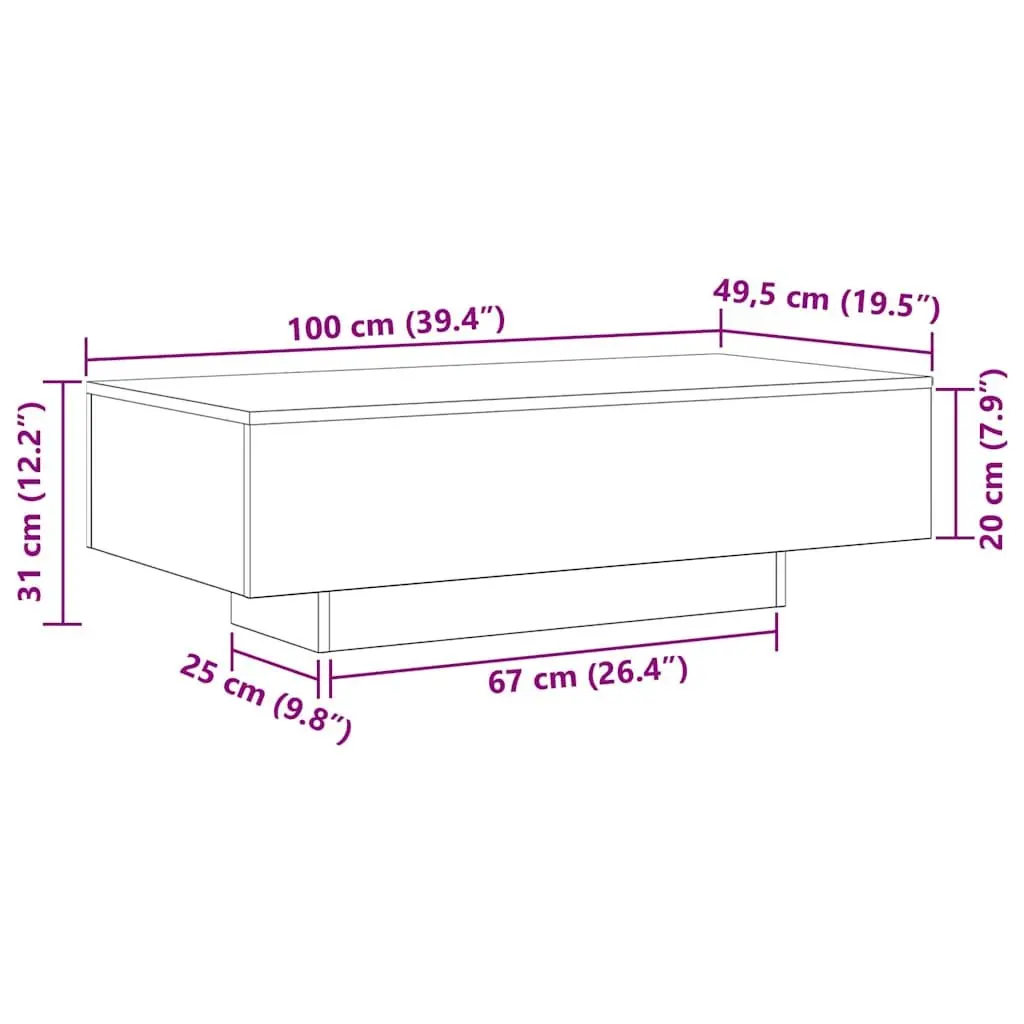 Coffee Table Black Modern Engineered Wood Lounge Accent Furniture Clean Lines