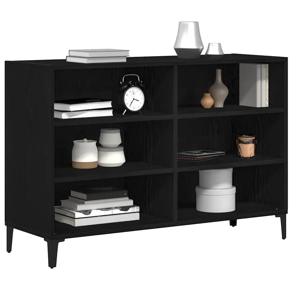 Black Oak Sideboard Engineered Wood 103.5 x 35 x 70 cm Modern Storage Cabinet