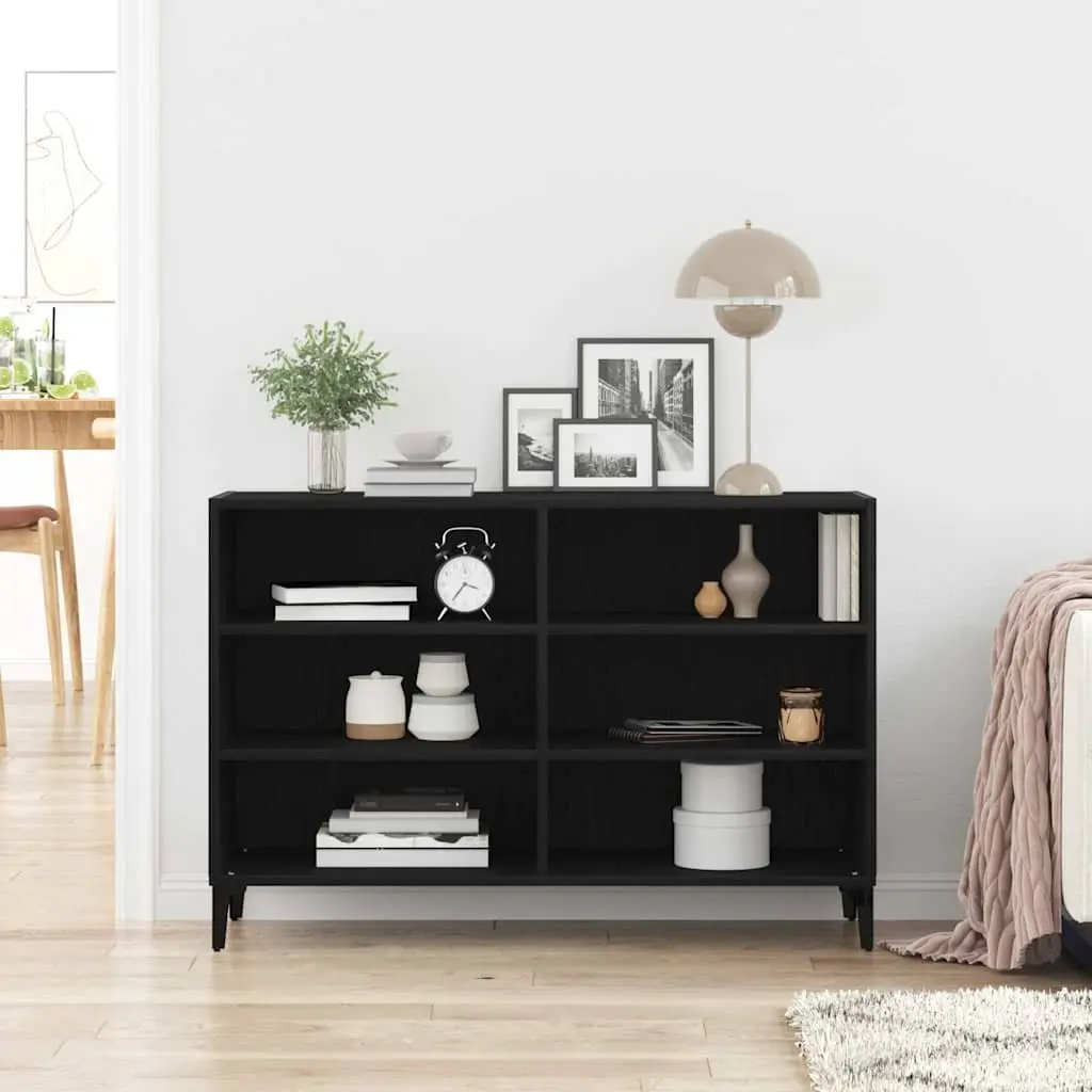 Black Oak Sideboard Engineered Wood 103.5 x 35 x 70 cm Modern Storage Cabinet