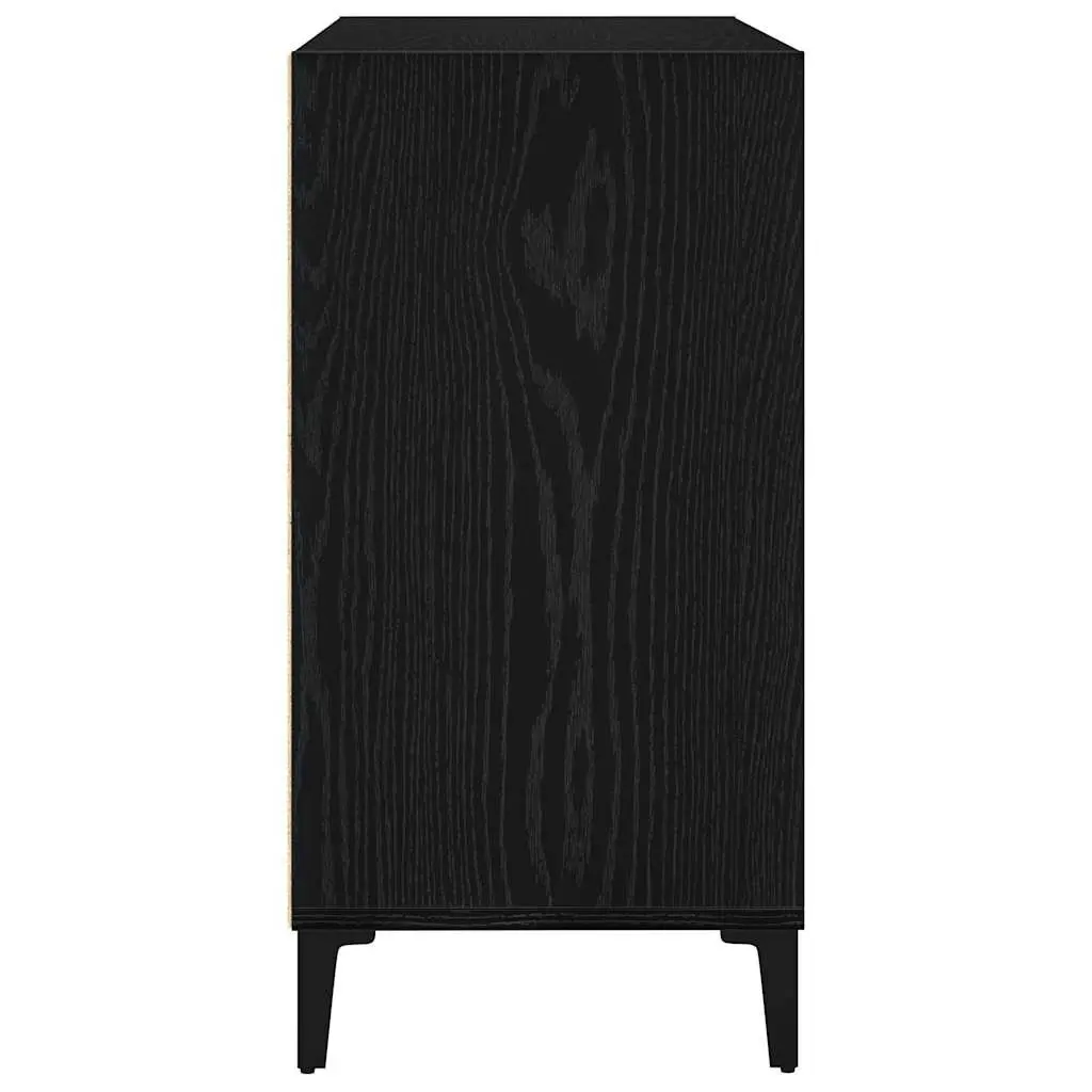 Black Oak Sideboard Engineered Wood 103.5 x 35 x 70 cm Modern Storage Cabinet