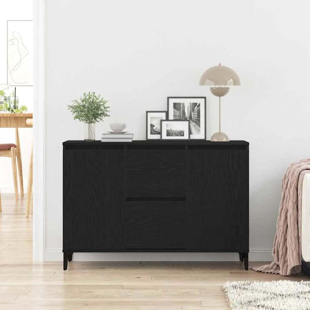 Engineered Wood Sideboard Storage Cabinet 104cm Black
