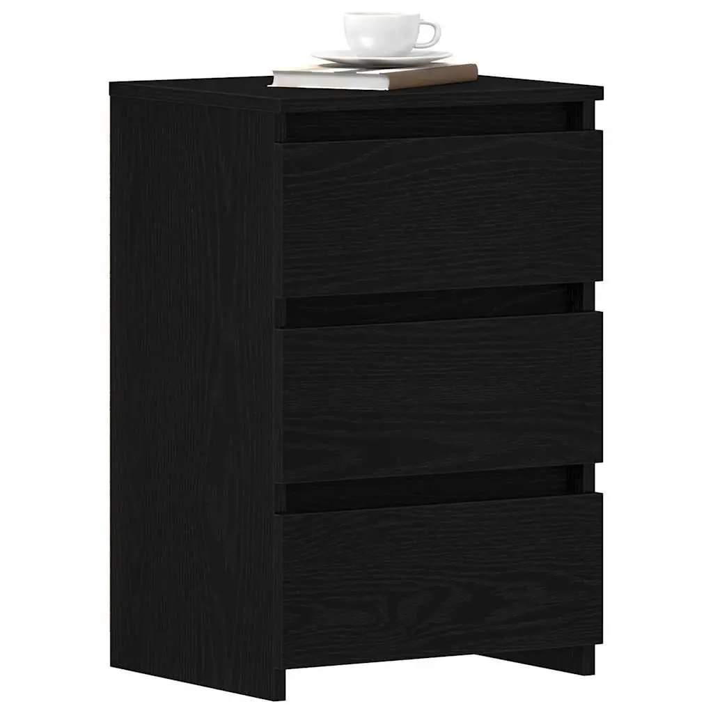 Bedside Cabinet Engineered Wood Compact 2 pcs Black Oak Rustic Nightstand