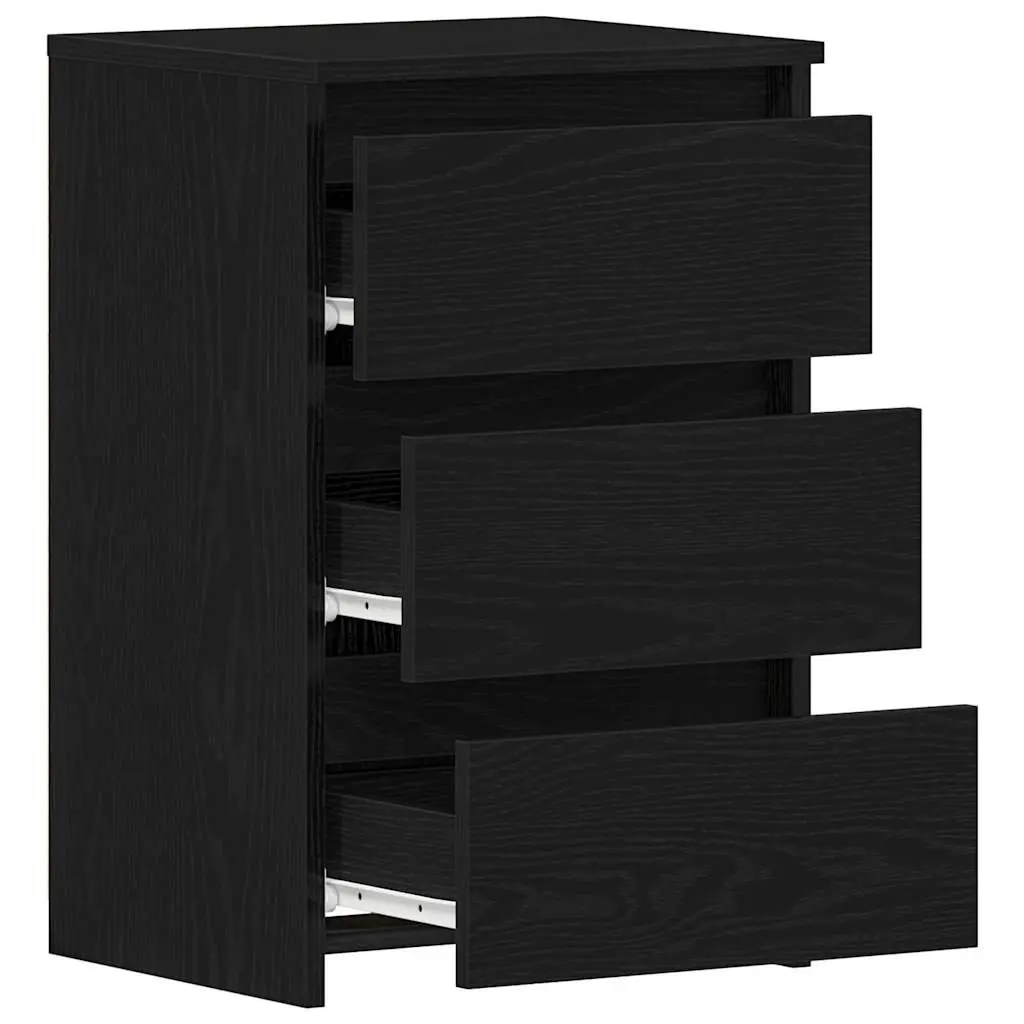 Bedside Cabinet Engineered Wood Compact 2 pcs Black Oak Rustic Nightstand