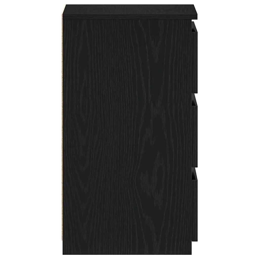 Bedside Cabinet Engineered Wood Compact 2 pcs Black Oak Rustic Nightstand