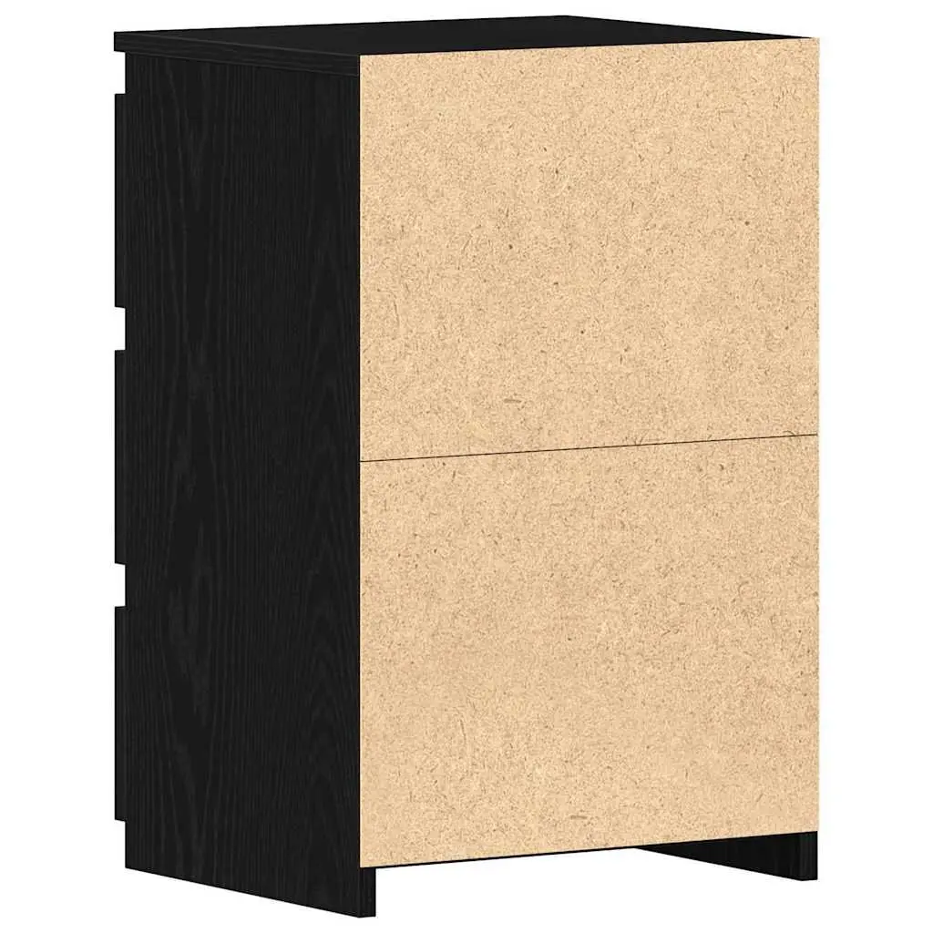 Bedside Cabinet Engineered Wood Compact 2 pcs Black Oak Rustic Nightstand