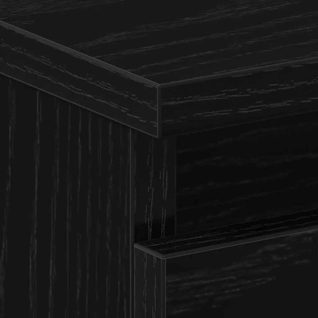 Bedside Cabinet Engineered Wood Compact 2 pcs Black Oak Rustic Nightstand