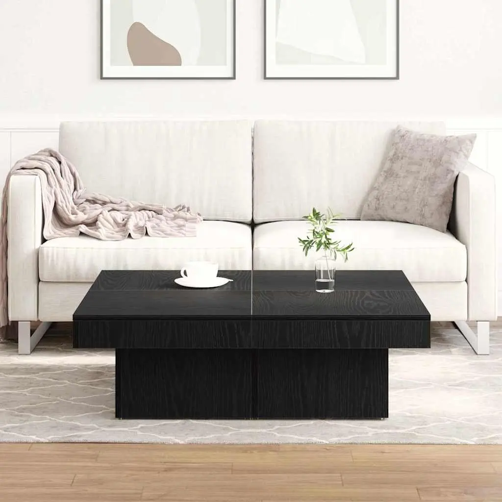 Coffee Table Black Oak 90x90x28cm Contemporary Design Living Room Accent
