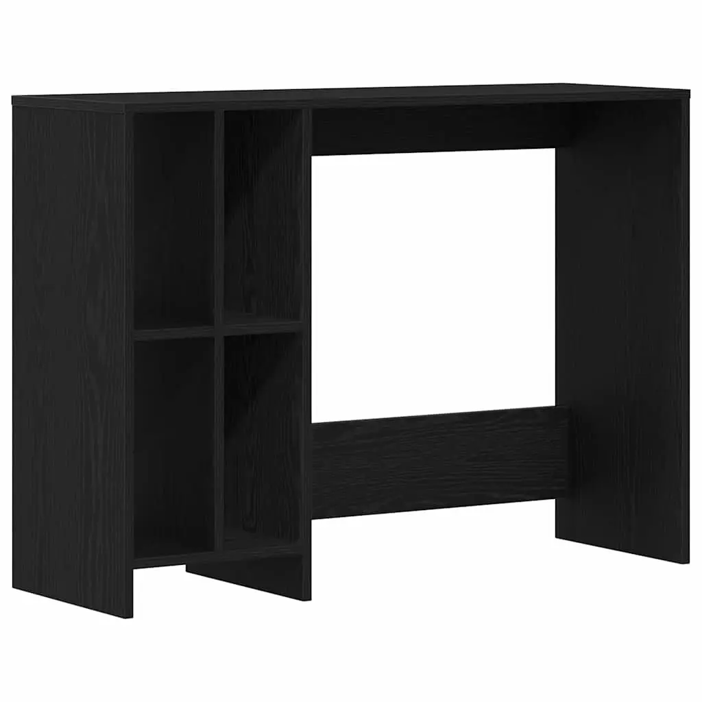 Desk Engineered Wood Black Oak Compact Modern Home Office Workspace with Shelves
