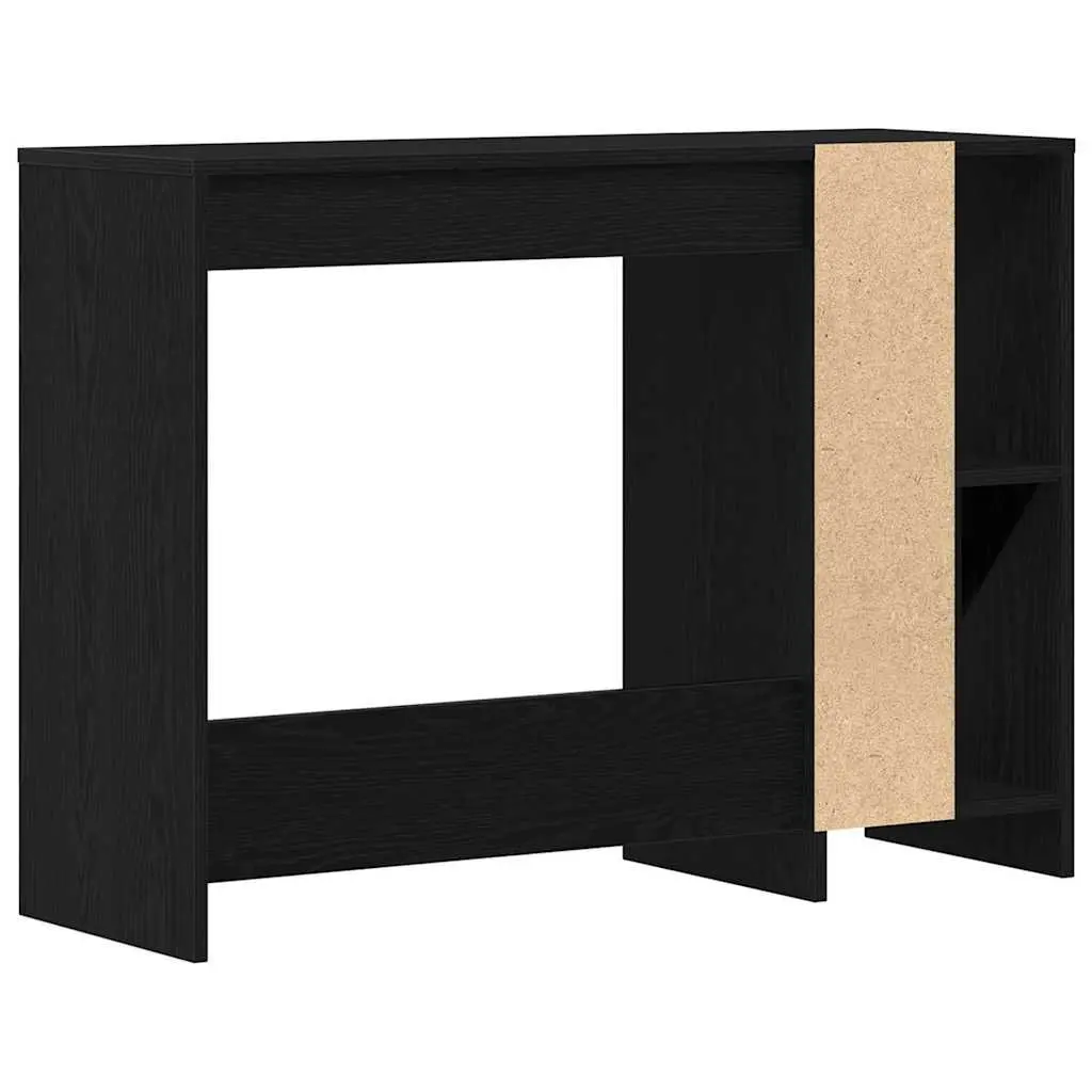 Desk Engineered Wood Black Oak Compact Modern Home Office Workspace with Shelves