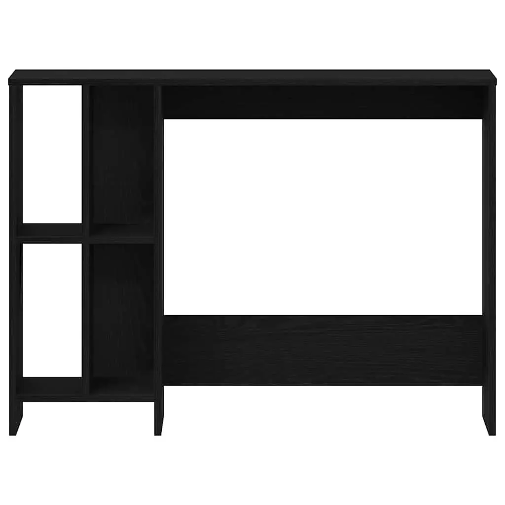 Desk Engineered Wood Black Oak Compact Modern Home Office Workspace with Shelves