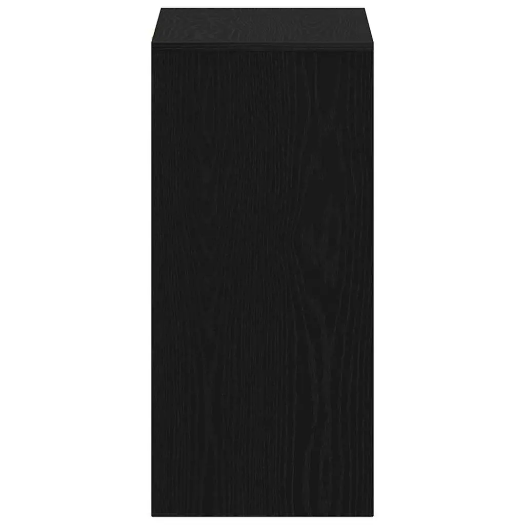 Desk Engineered Wood Black Oak Compact Modern Home Office Workspace with Shelves