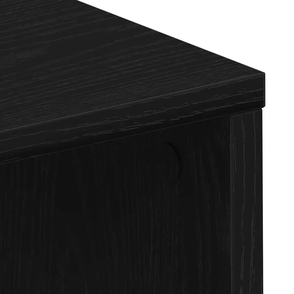 Desk Engineered Wood Black Oak Compact Modern Home Office Workspace with Shelves