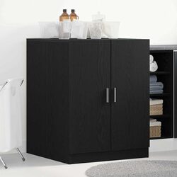 Practical Black Oak Storage Cabinet for Laundry Spaces