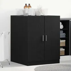 Practical Black Oak Storage Cabinet for Laundry Spaces