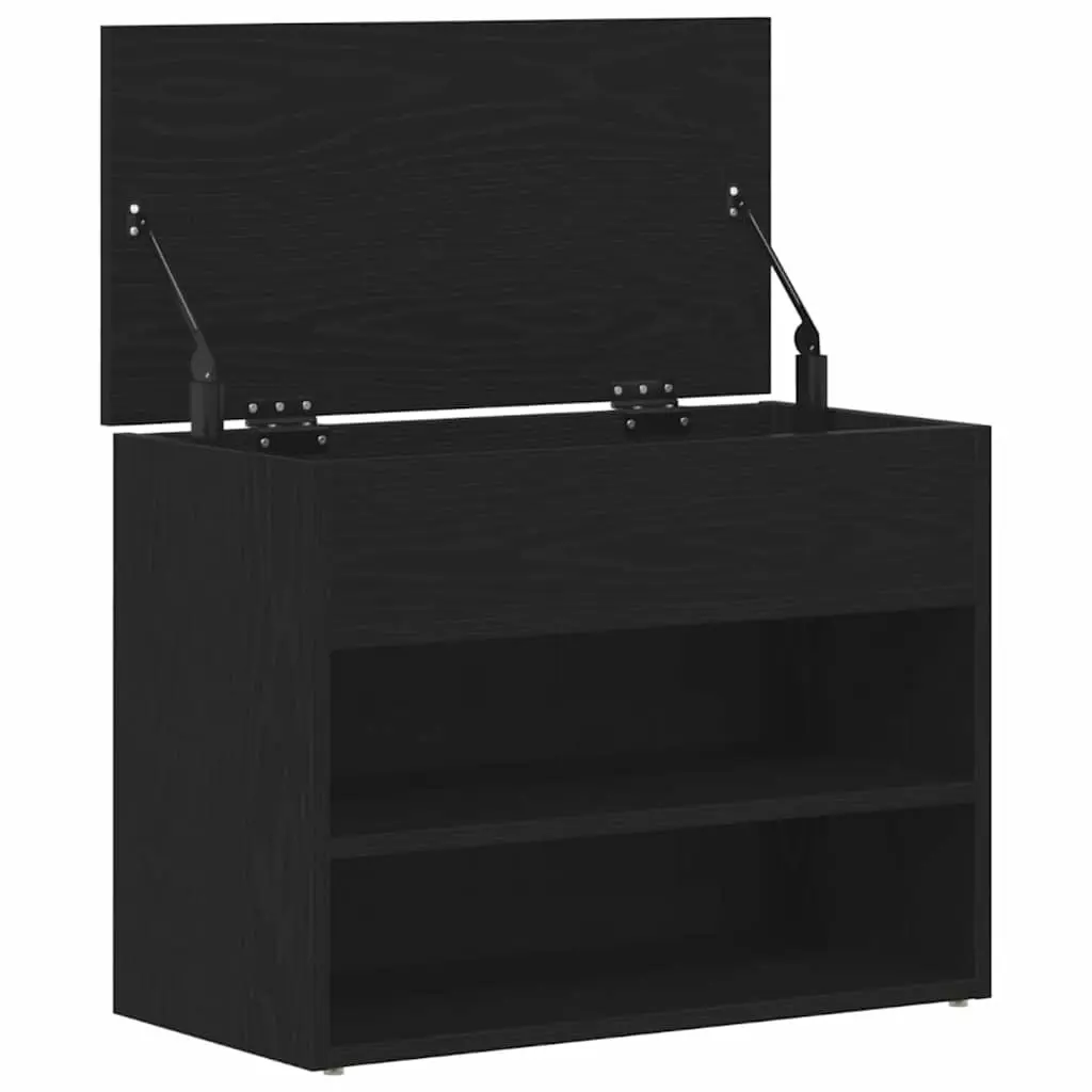 Shoe Bench Engineered Wood 60x30x45cm Black Oak Hallway Storage Organiser
