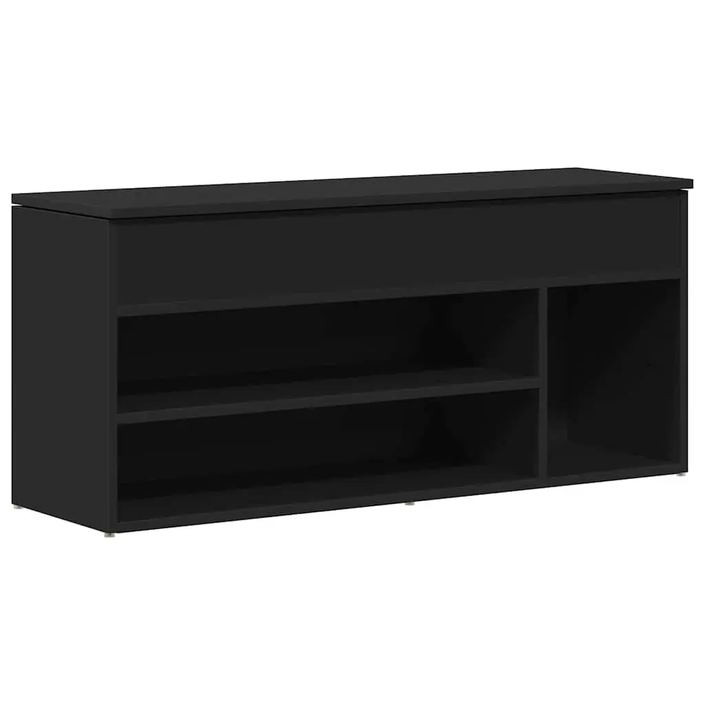 Shoe Bench Black Storage Organiser Seating Entryway Footwear Rack Cabinet