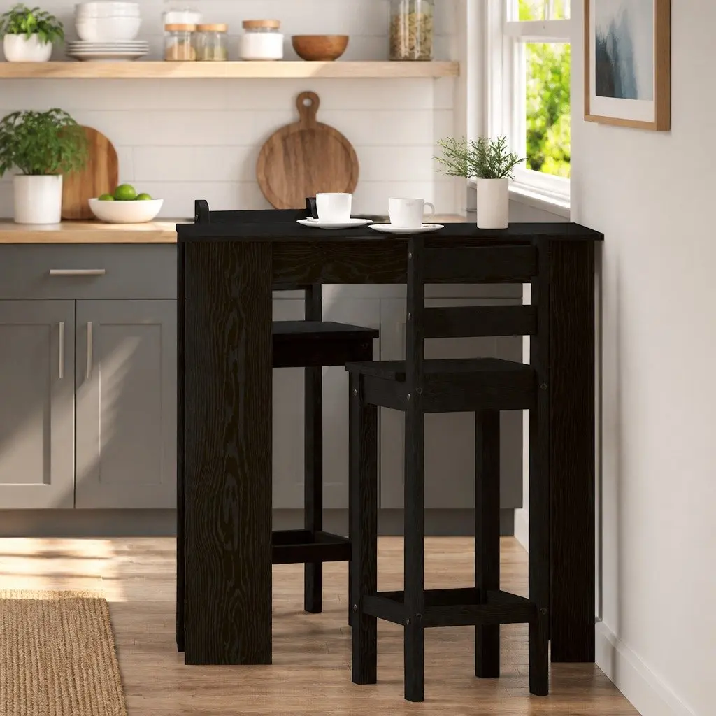 Bar Table Engineered Wood Black Oak Modern Minimalist 102 x 50 x 103.5 cm