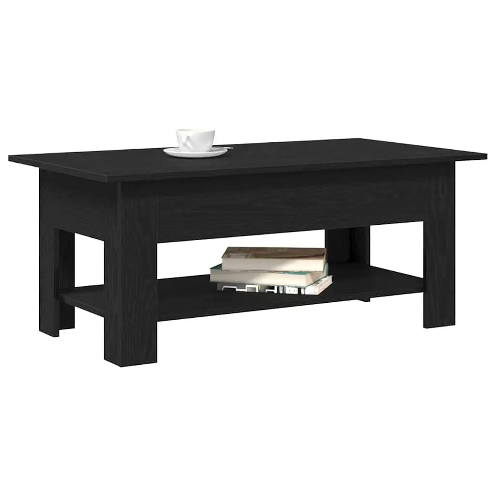 Black Oak Coffee Table Engineered Wood 102cm Modern Minimalist Living Room Storage