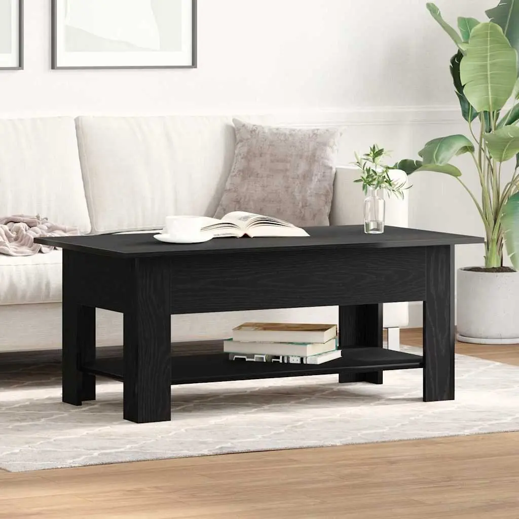 Black Oak Coffee Table Engineered Wood 102cm Modern Minimalist Living Room Storage