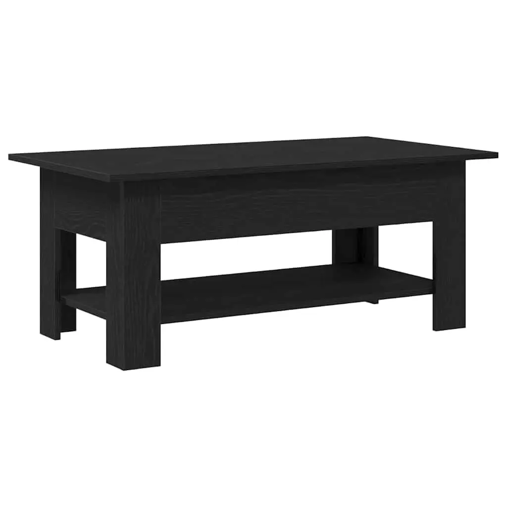 Black Oak Coffee Table Engineered Wood 102cm Modern Minimalist Living Room Storage