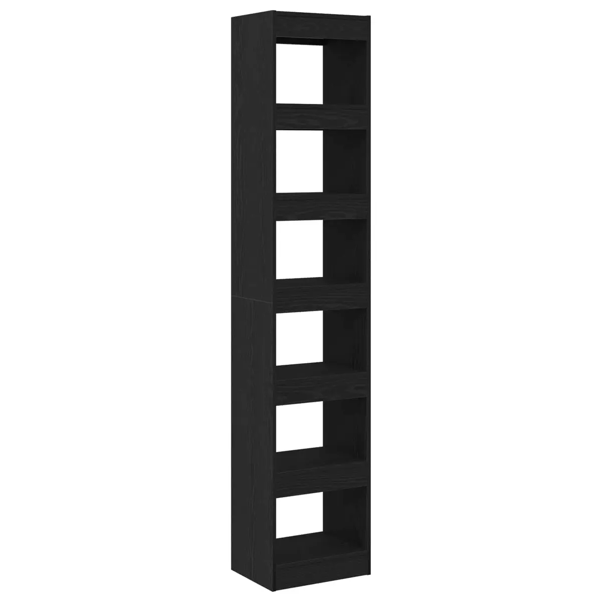 Freestanding Shelving Unit Engineered Wood Black Oak Lounge Storage 198cm with Six Open Cube Shelves
