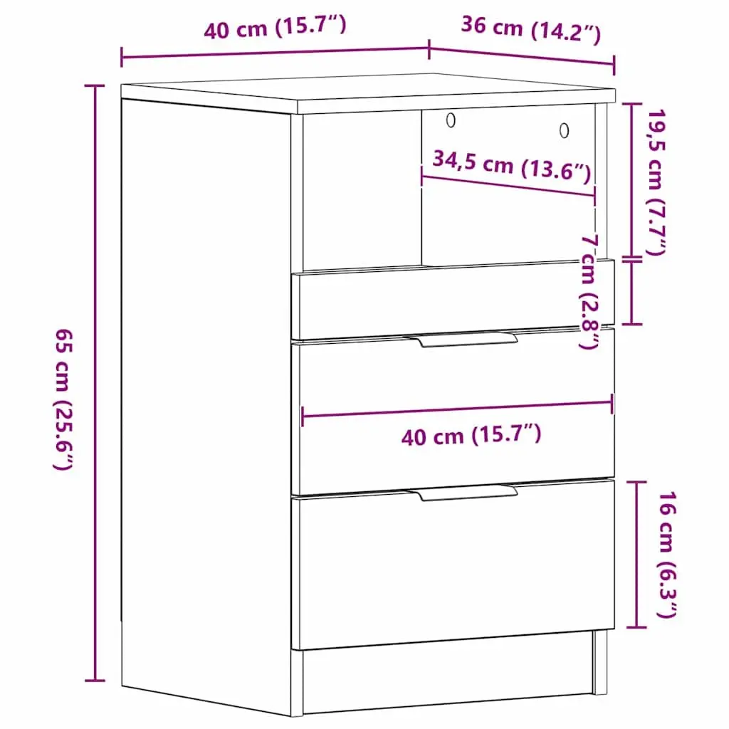 Bedside Cabinet Engineered Wood 40 x 35 x 65 cm Black 2 Piece Nightstand Bedroom Storage