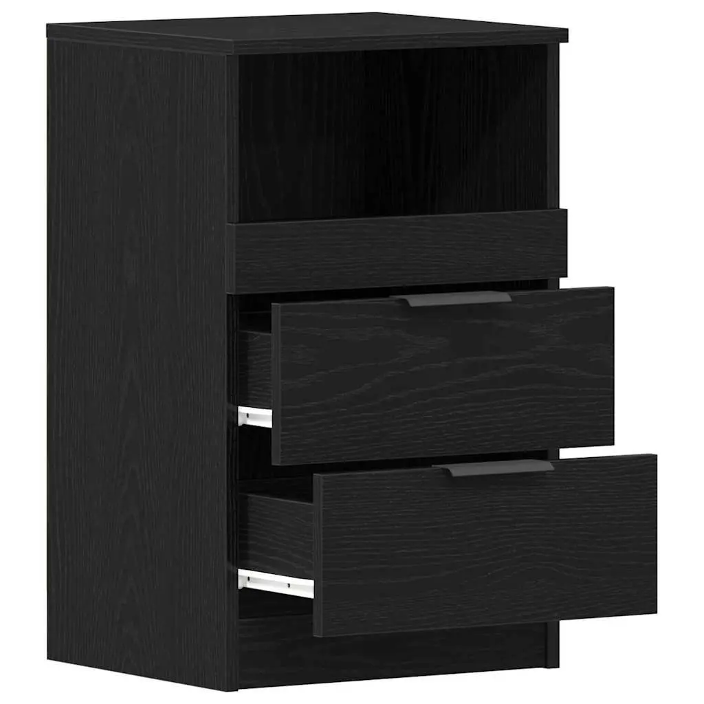 Bedside Cabinet Engineered Wood 40 x 35 x 65 cm Black 2 Piece Nightstand Bedroom Storage