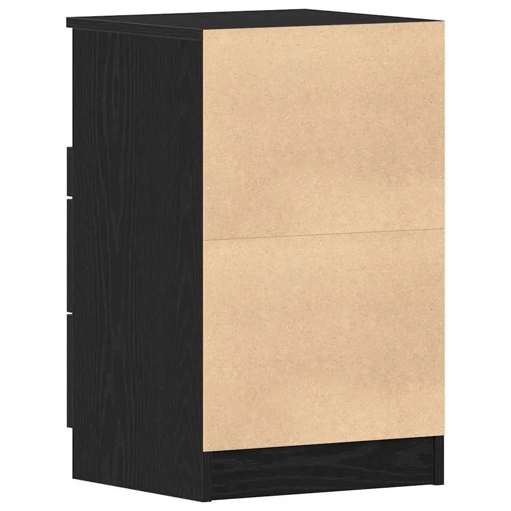 Bedside Cabinet Engineered Wood 40 x 35 x 65 cm Black 2 Piece Nightstand Bedroom Storage