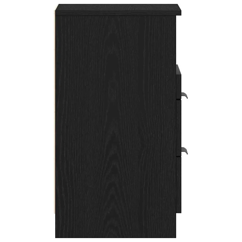Bedside Cabinet Engineered Wood 40 x 35 x 65 cm Black 2 Piece Nightstand Bedroom Storage