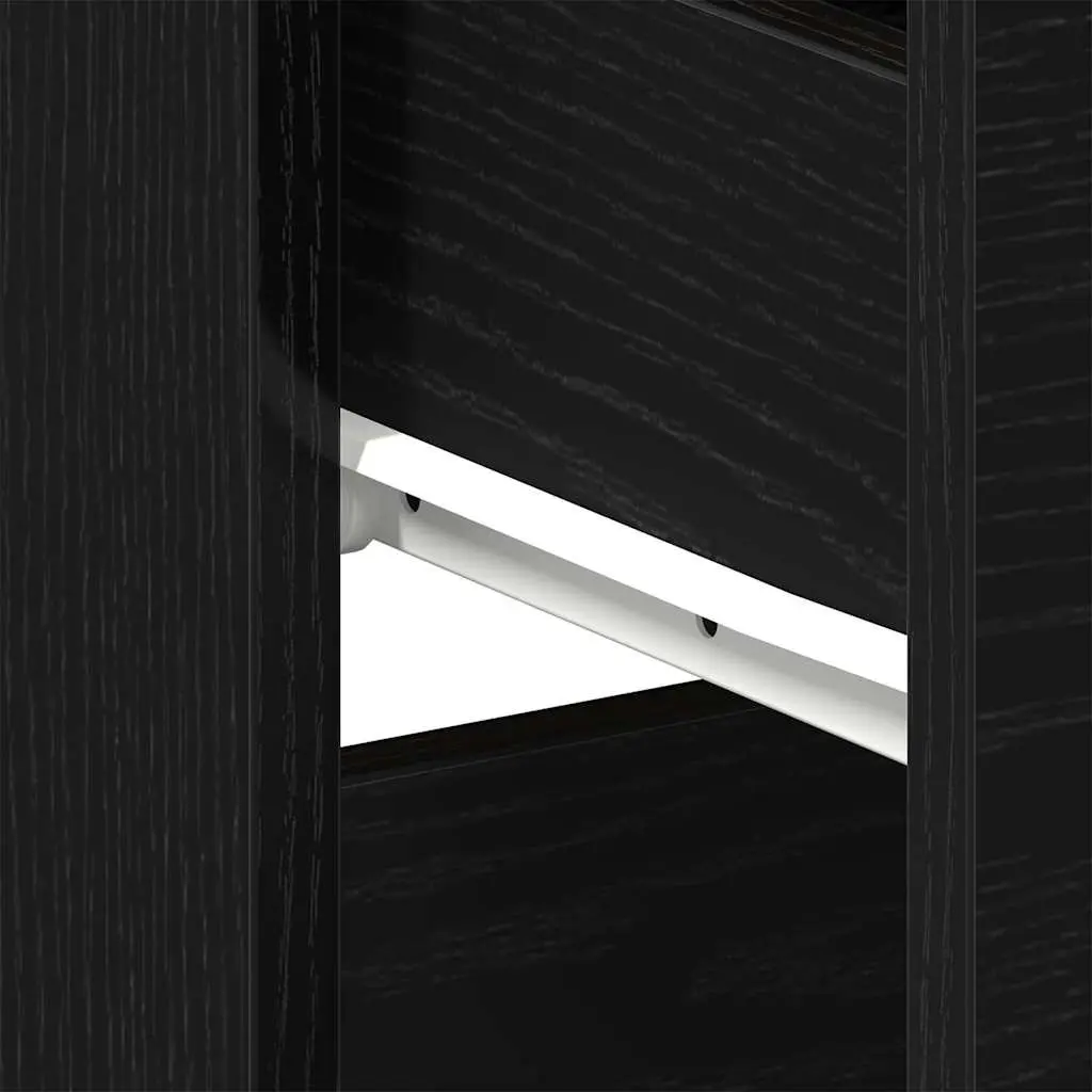 Bedside Cabinet Engineered Wood 40 x 35 x 65 cm Black 2 Piece Nightstand Bedroom Storage