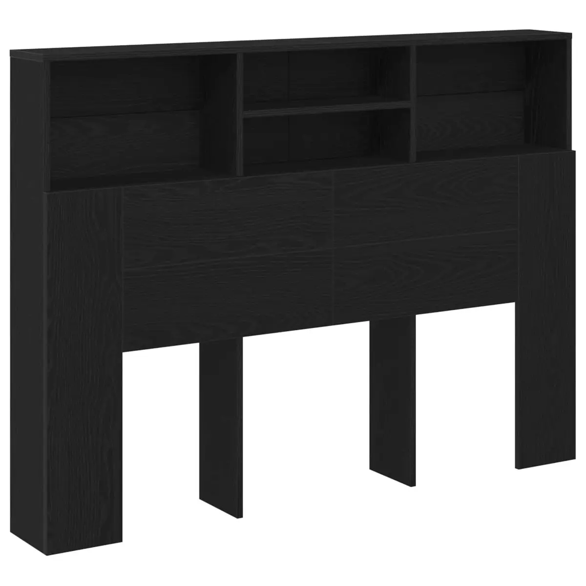 Headboard Cabinet Wall-Mounted Engineered Wood 140 x 19 x 103.5 cm Black Oak Modern Bedroom Storage Shelving Unit
