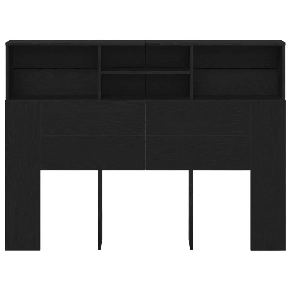 Headboard Cabinet Wall-Mounted Engineered Wood 140 x 19 x 103.5 cm Black Oak Modern Bedroom Storage Shelving Unit
