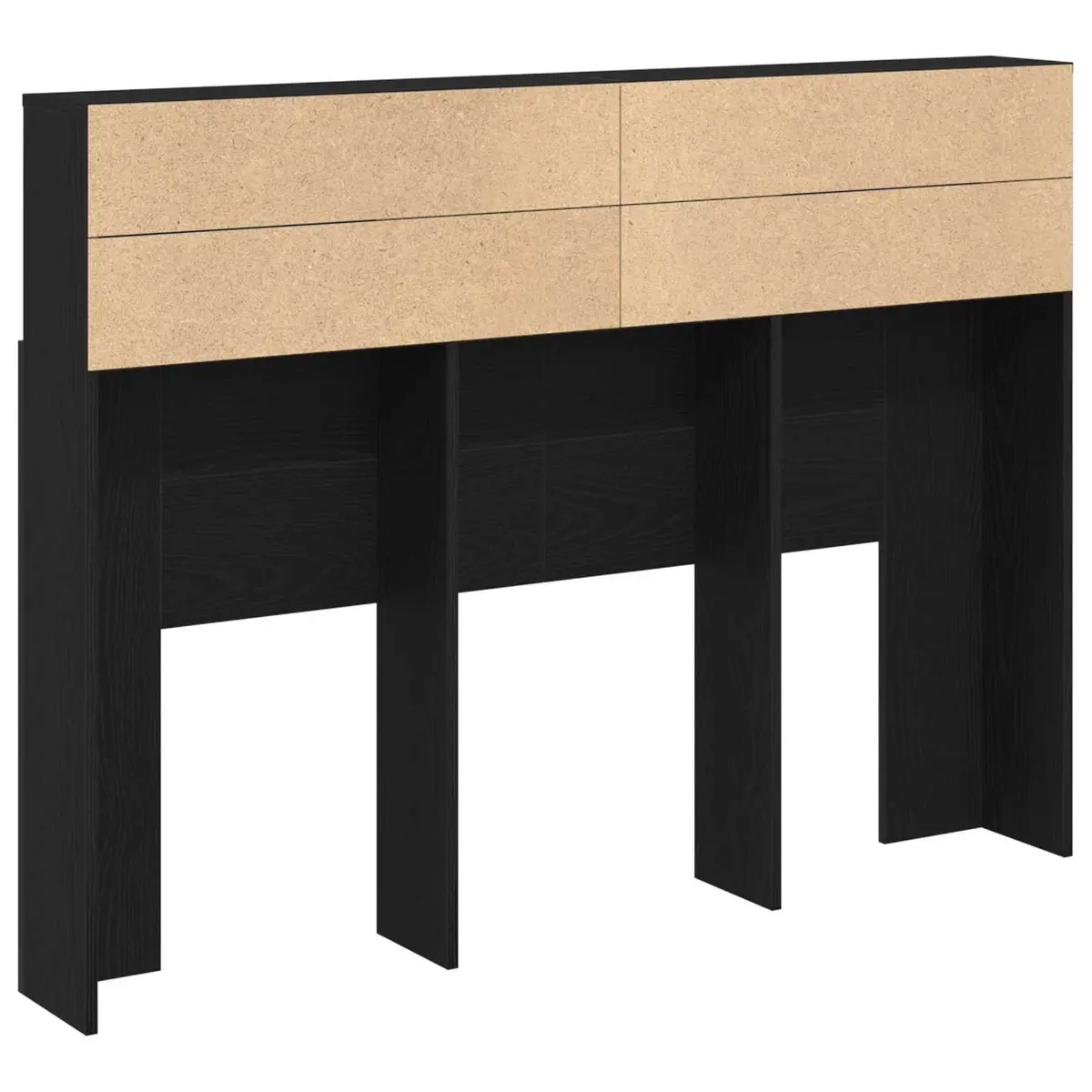 Headboard Cabinet Wall-Mounted Engineered Wood 140 x 19 x 103.5 cm Black Oak Modern Bedroom Storage Shelving Unit