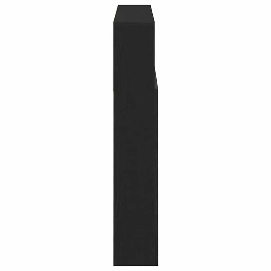 Wall-Mounted Headboard Cabinet Engineered Wood 160cm Black Oak Bedroom Storage Shelving Unit