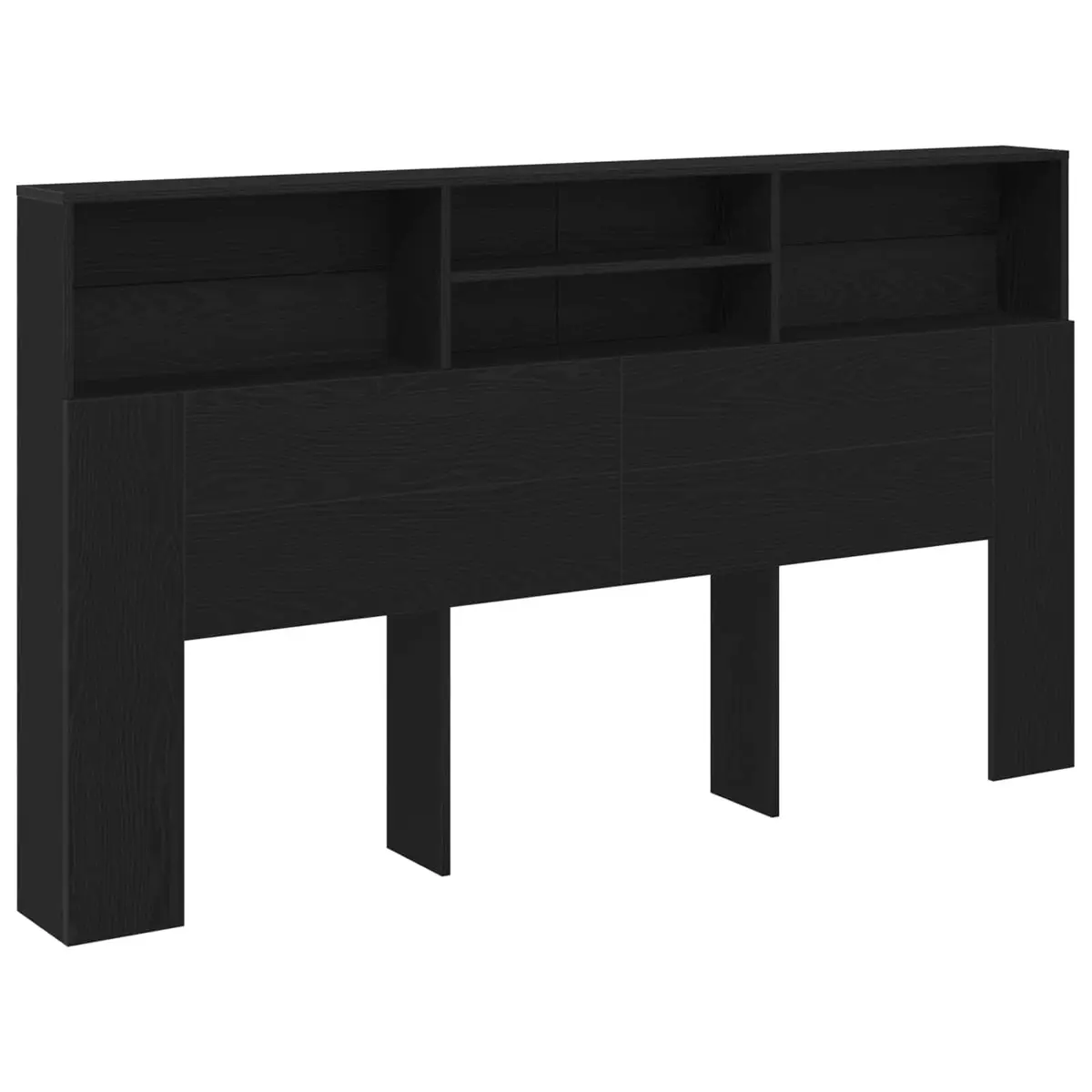 Headboard Cabinet Wall-Mounted Storage Bedroom Furniture Black Oak Modern Design